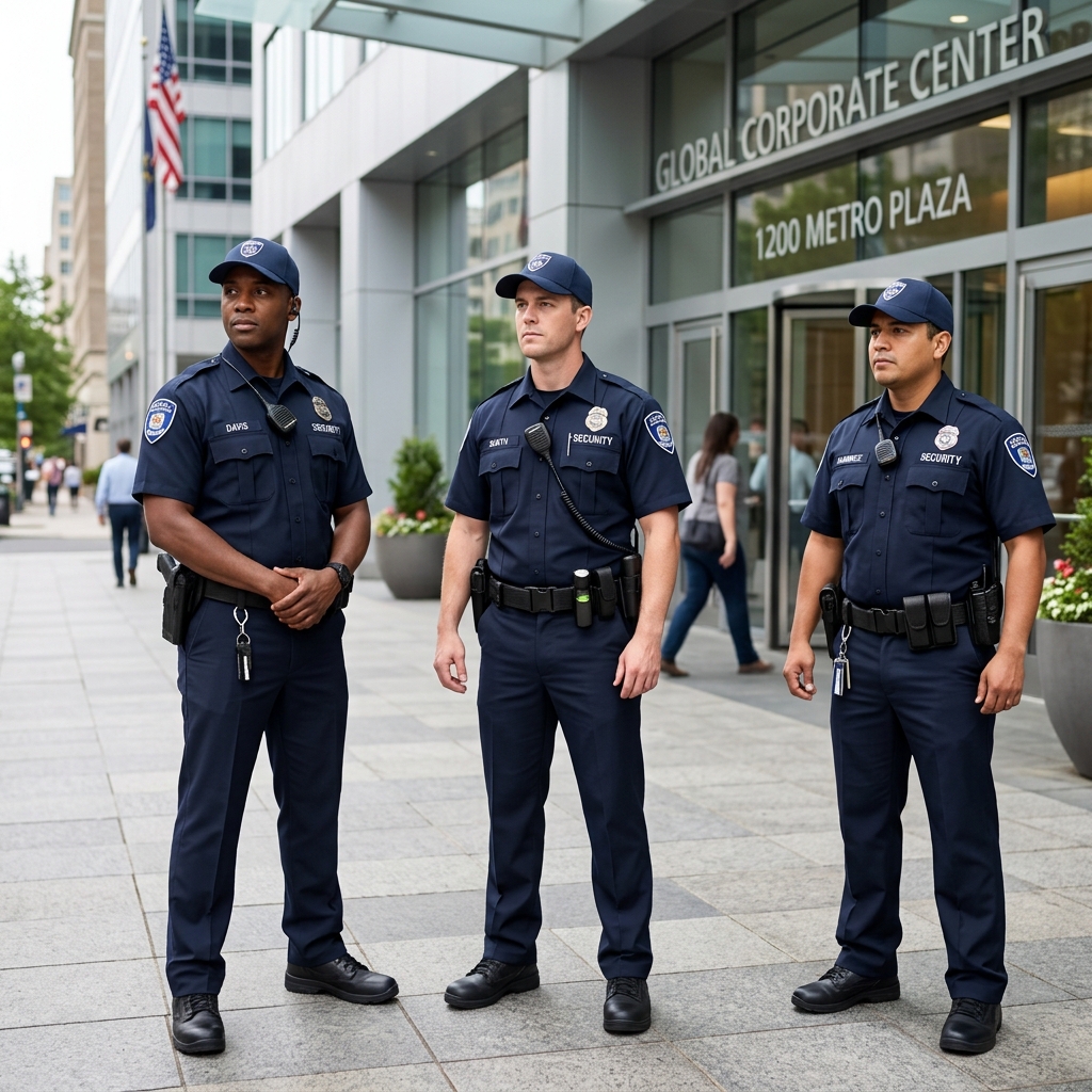 Modern corporate security team uniforms
