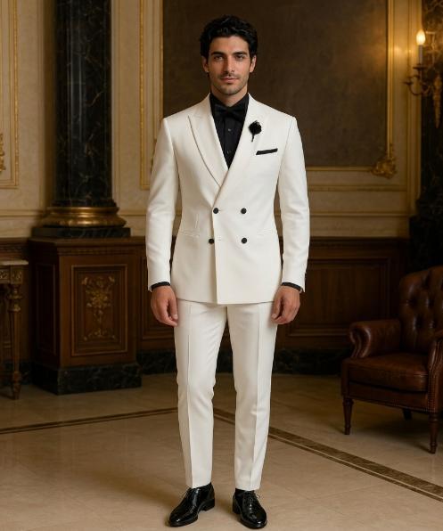 White double-breasted formal suit
