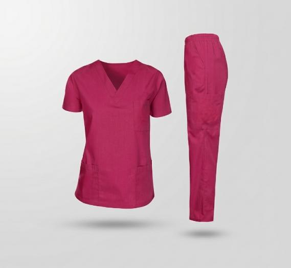 Pink healthcare scrub uniform set