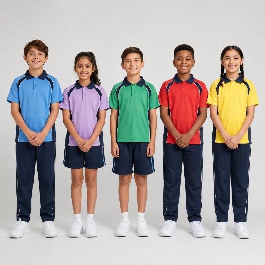 Colorful school house sports uniforms