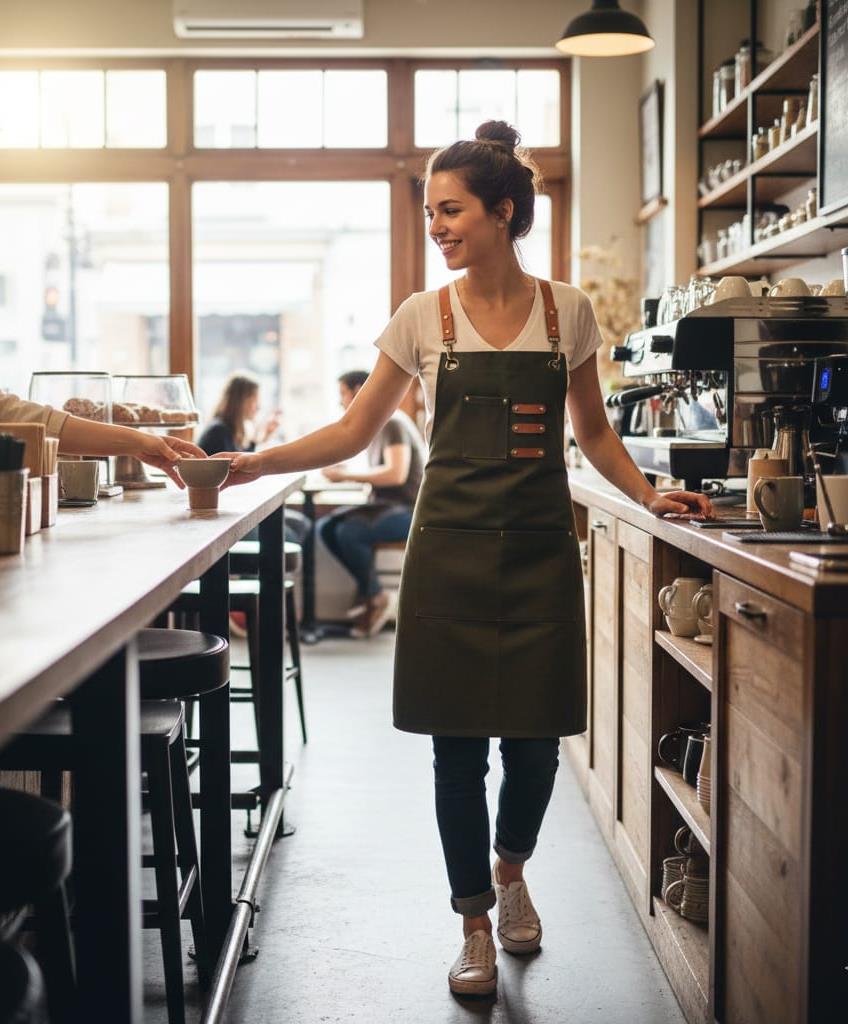 Coffee shop staff apron uniform