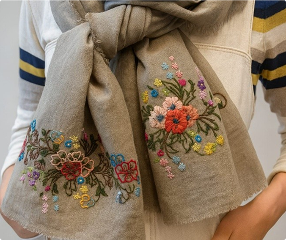 Elegant floral hand embroidery design
