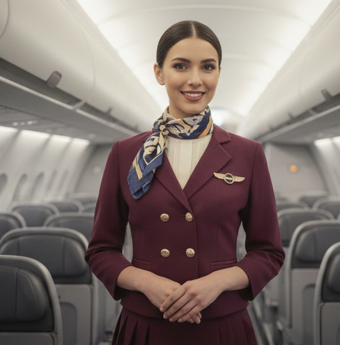 Professional air hostess wearing uniform