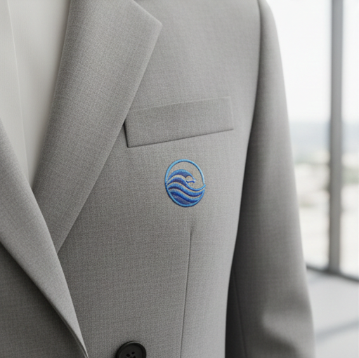 Blue logo embroidered corporate blazer